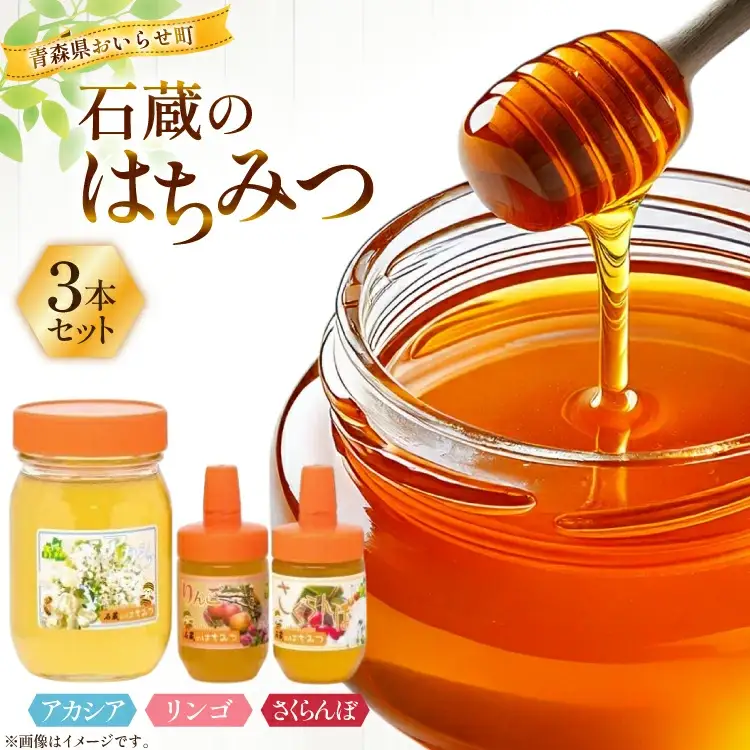 はちみつ 国産 アカシアはちみつ 500g りんごはちみつ 100g さくらんぼはちみつ 100g 各1本