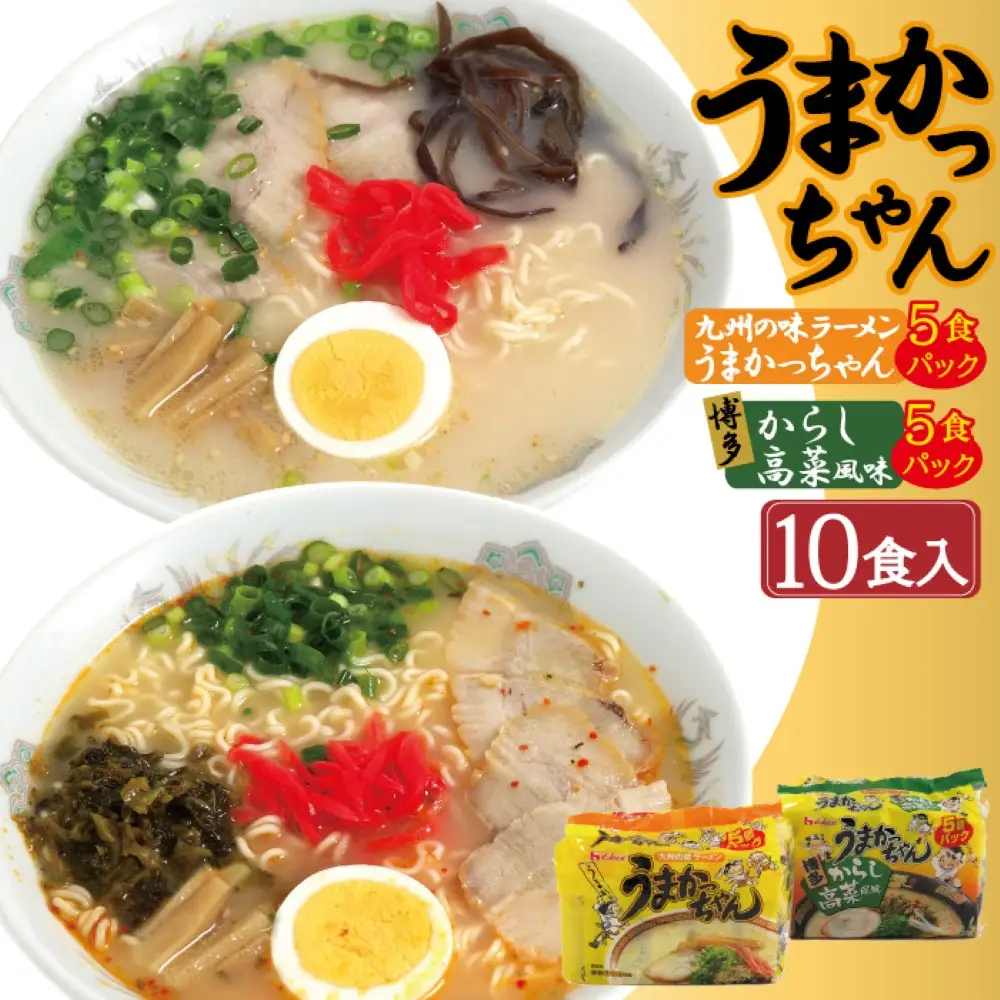 うまかっちゃん 2種 10食 セット （定番5袋＆博多からし高菜風味 5袋）