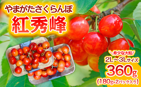 やまがた さくらんぼ 紅秀峰 "希少な大粒" 2L～3Lサイズ 360g(180g×2パック入り) 1箱【令和9年産先行予約】FS25-574