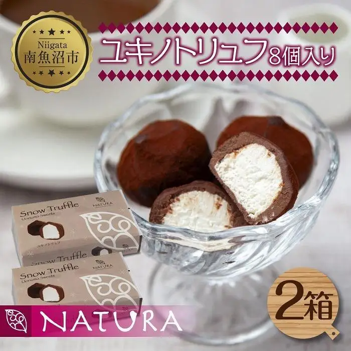 ユキノトリュフ 8個 2箱 チョコレート ココア おやつ スイーツ  洋菓子 バレンタイン 誕生日 お祝い 贈り物 ギフト お取り寄せ 冷凍 グルメ パーティー 魚野の里 ナトゥーラ 新潟県 南魚沼市｜チョコレート