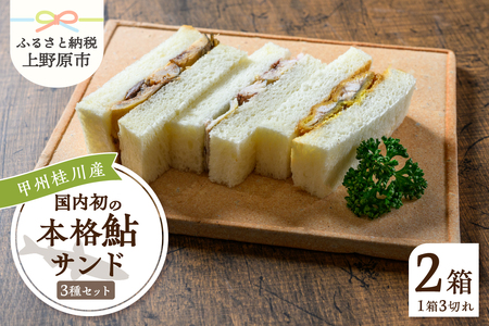 甲州桂川産 鮎サンド 3種(フライ・コンフィ・甘露煮) (215g)×2パック 鮎 鮎サンド フライ コンフィ 甘露煮 3種×2パック 本格 肉厚 お惣菜 冷凍 冷凍食品 お弁当 絶品 食事処 あやの 送料無料 山梨県 上野原市