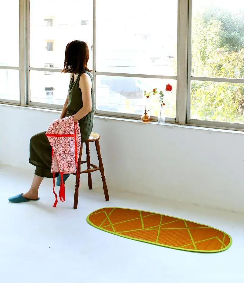 OTO い草ドアマット 48×120cm【ZIG-ZAG OR】