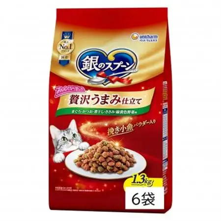 銀のスプーン 贅沢うまみ仕立て まぐろ・かつお・煮干し・ささみ・緑黄色野菜入り 1.3kg×6袋【1732810】