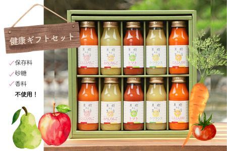 国産果汁100％ジュース 健康ギフト（180ml×10本）［NH02］// 長野県 南信州 ストレートジュース 無加糖 無塩 香料不使用 着色料不使用 保存料不使用 天皇杯 農水大臣賞 