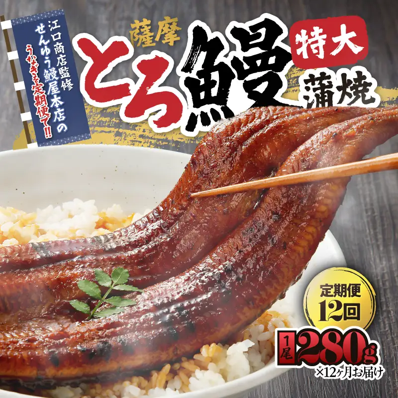 2175-1 【江口商店監修】薩摩とろ鰻蒲焼特大サイズ一尾280g（12 ヶ月定期） KN084-T03 魚 鰻