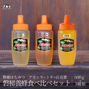 磐梯養蜂食べ比べセット 500g×3種類　はちみつ　アカシヤ　トチ　百花蜜