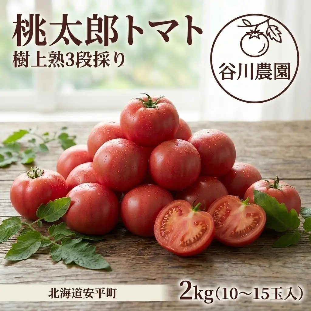 樹上熟3段採り 桃太郎トマト / 正品2kg箱(10～15玉入)【1472504】