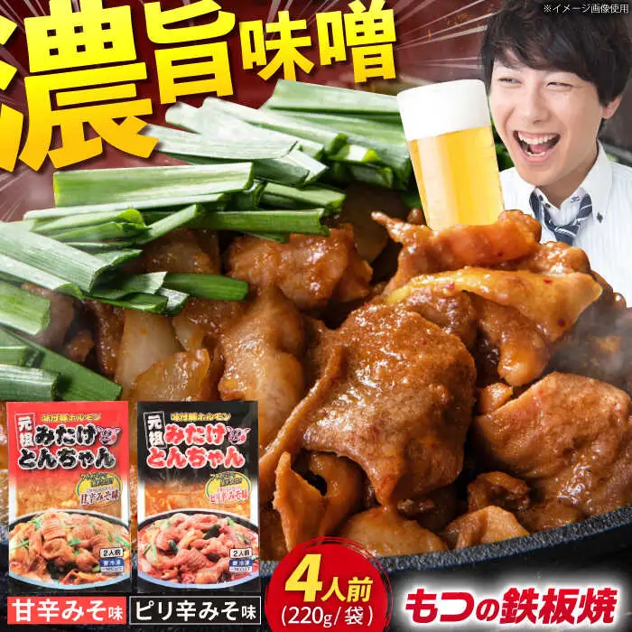 豚もつの鉄板焼き「みたけとんちゃん」 甘辛＆ピリ辛 各1袋（4人前） [AVAA001] 白もつ ホルモン