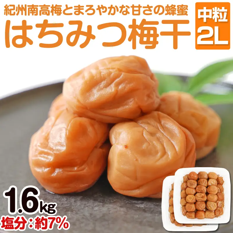 【1124-2】はちみつ梅干し（紀州南高梅）1.6kg 中粒 2L 和歌山県産