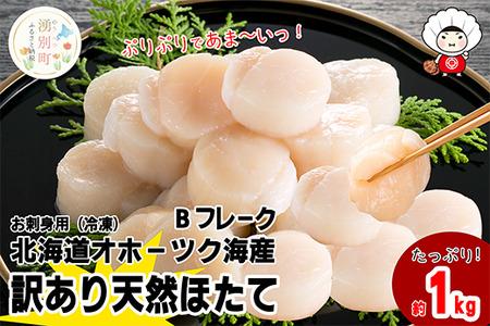 北海道 オホーツク産 訳あり 冷凍 天然 ホタテ Bフレーク 1kg 帆立 ほたて 刺身 玉冷 貝柱 海鮮 魚介 国産 サロマ湖 魚介類 訳アリ 緊急支援 