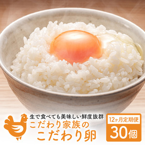 12ヶ月 定期便 こだわり家族のこだわり卵 30個 セット 安芸高田市 たまご 鶏卵 12回 