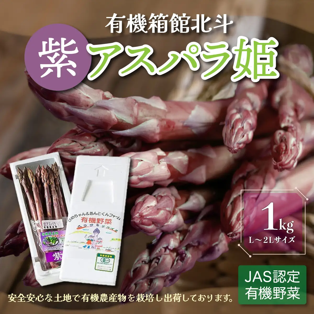 有機箱館北斗紫アスパラ姫 1kg L～2L HOKB008