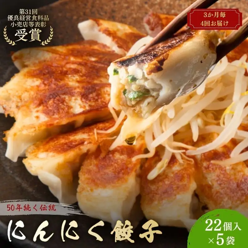にんにく餃子110個(22個入×5袋)3ヶ月毎4回お届け 惣菜 冷凍餃子 中華 夕飯 夜ごはん おかず お酒のあて おつまみ ビールのおつまみ 