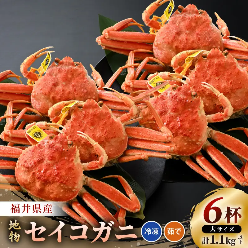 先行予約【冷凍】冬の味覚 冷凍セイコガニ 大サイズ × 6匹 計1.1kg以上 食べ方カラー説明書付き 【2026年11月中旬以降順次発送予定】 ズワイガニメス せいこがに [m21-h003]