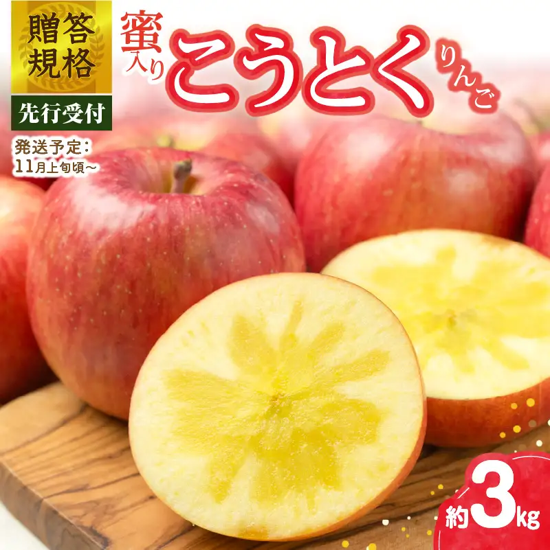 《先行受付》贈答規格 蜜入りこうとくりんご約3kg 特秀～秀【2026年11月上旬～発送予定】【大江町産・山形りんご・りんご専科 清野】 015-058