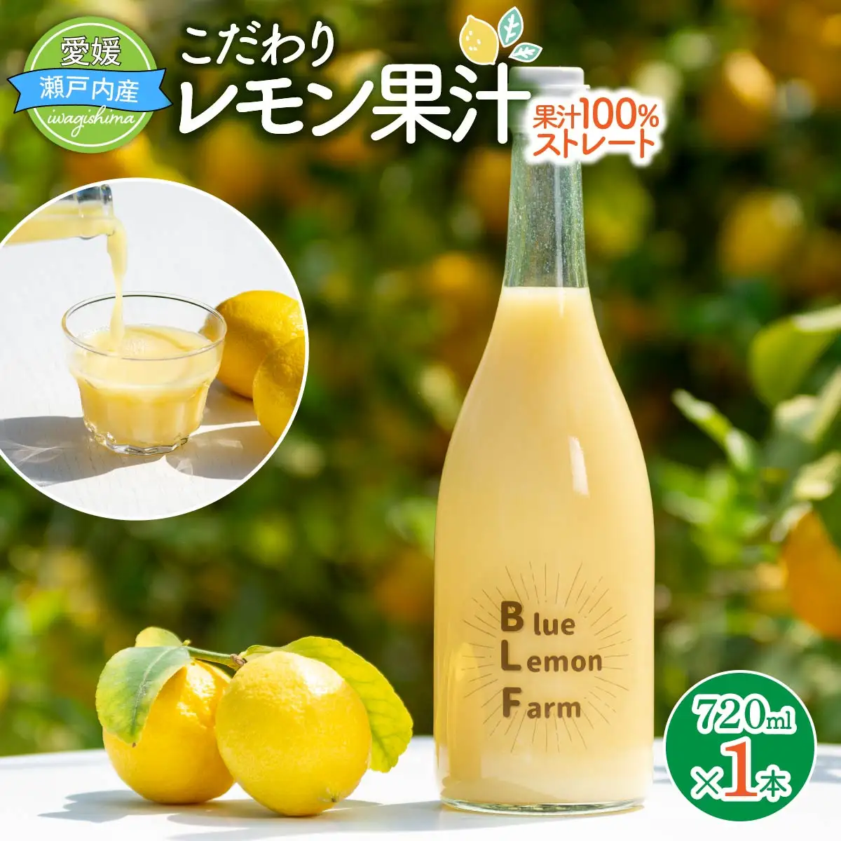 愛媛　ブルーレモンファームのレモン果汁　720ml　1本
