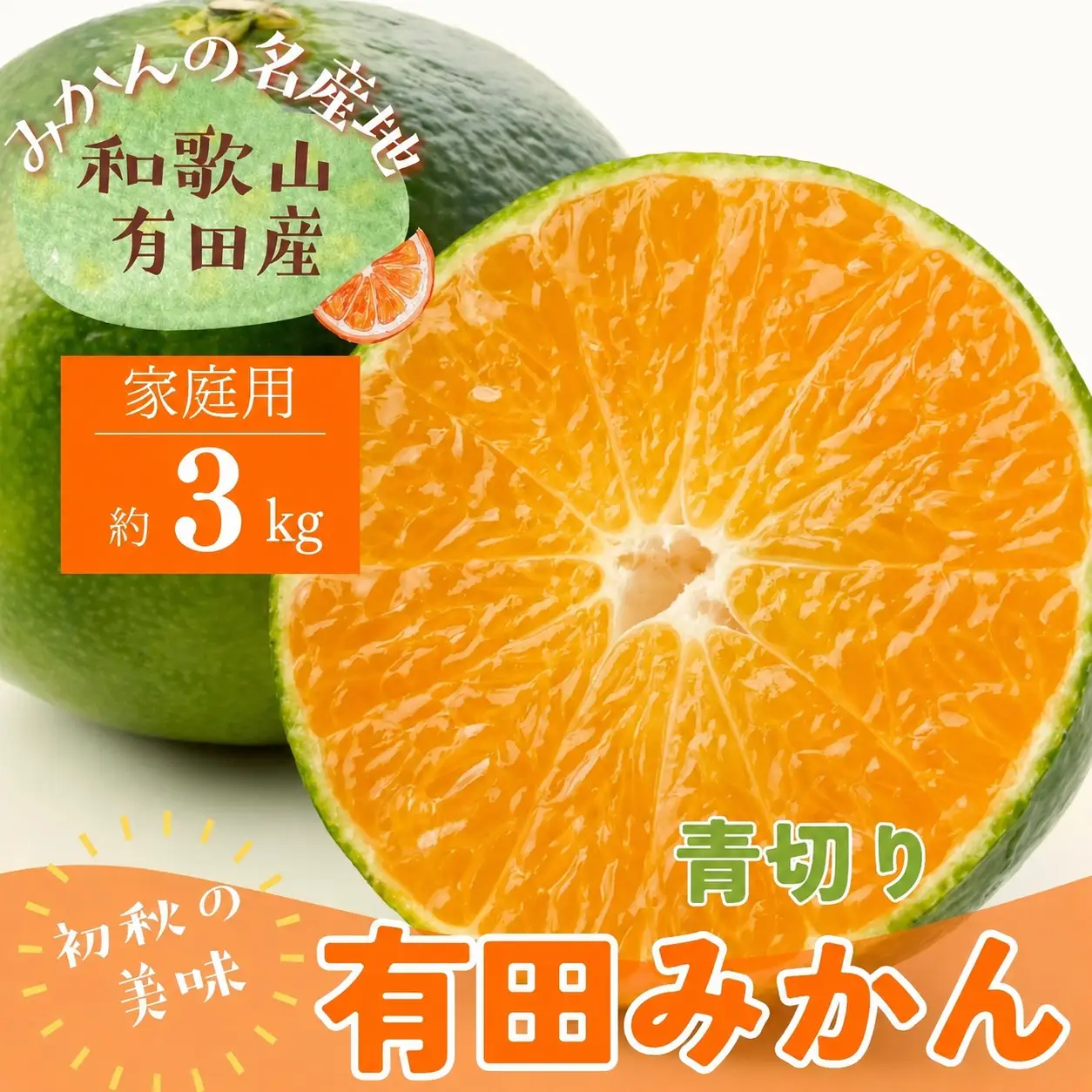 【先行予約】ご家庭用青切り有田みかん　約3kg+200g(傷み補償分) ※着日指定不可 ※北海道・沖縄・離島は配送不可 【2026年9月中旬～10月上旬頃に順次発送予定】【ard145B】