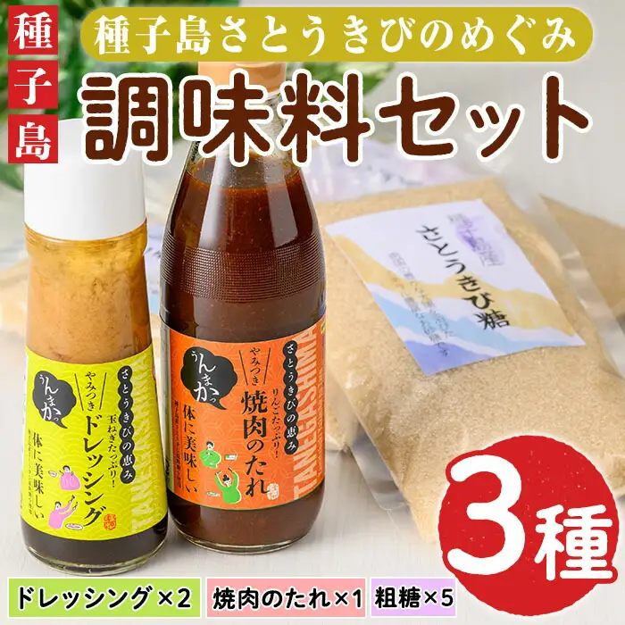 n236 調味料セット 3種 ドレッシング きび糖 焼肉のタレ たれ 詰合せ【さとちゃん工房】