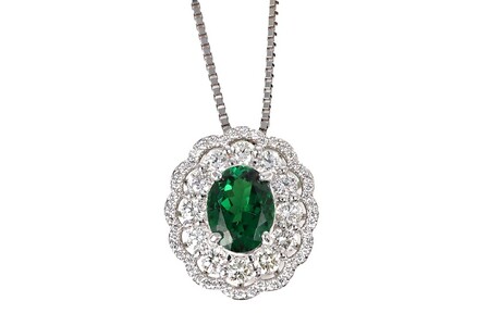 【ふるなび限定】【一点もの】グリーンガーネット（2.12ct）ダイヤモンドプラチナペンダント　R79　K05135-H　FN-Limited