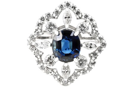 【一点もの】サファイア（1.993ct）ダイヤモンドプラチナリング　R94　K05150-H