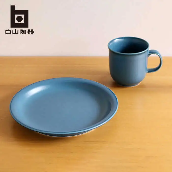 【白山陶器】【ボールド】プレート(M)とマグ オールドブルーマット【波佐見焼】[TA187]