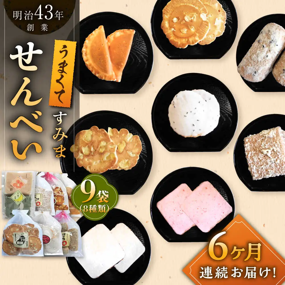【6回定期便】せんべい バラエティ詰合せ 8種 計9袋 /恵比須堂 [UBQ003] 煎餅