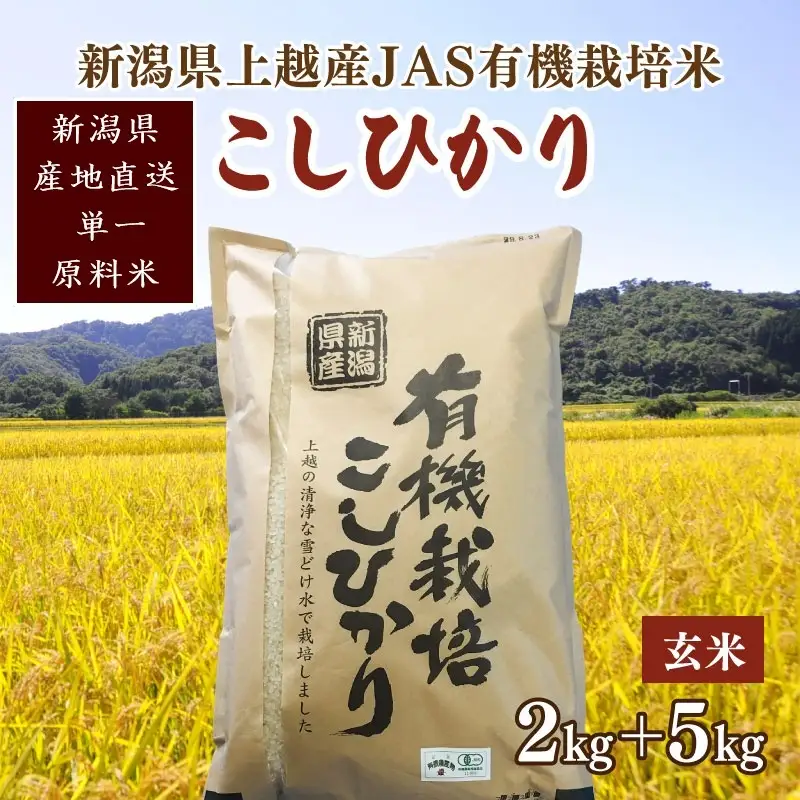 令和6年新潟産「JAS有機栽培認証米コシヒカリ」玄米7kg 桑谷ファーム JCCソフト