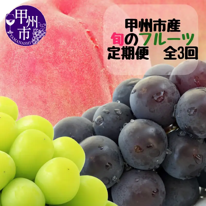 【定期便】甲州市産厳選旬のフルーツ定期便全3回（桃・巨峰・シャインマスカット）【2027年発送】（MG）C8-480 桃 巨峰 シャインマスカット フルーツ