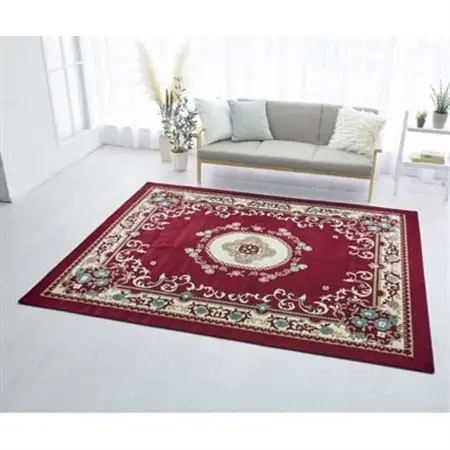 絨毯 ラグマット 2畳 正方形 200×200 洗える 厚手 プエブロ エンジ_雑貨・日用品  家具・インテリア _【1125212】