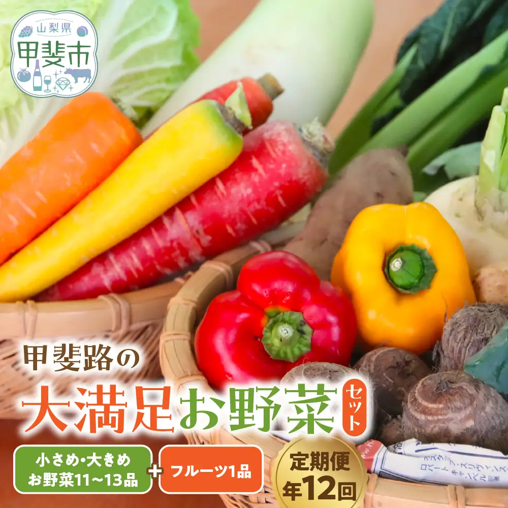 【定期・年12回】旬のお野菜がどっさり！甲斐路の大満足お野菜セット