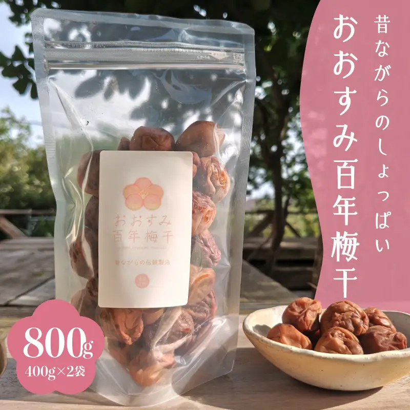 2403 昔ながらの しょっぱい おおすみ 百年 梅干 800g （ 400g×2袋 ） 塩分20% KN093-001-01 