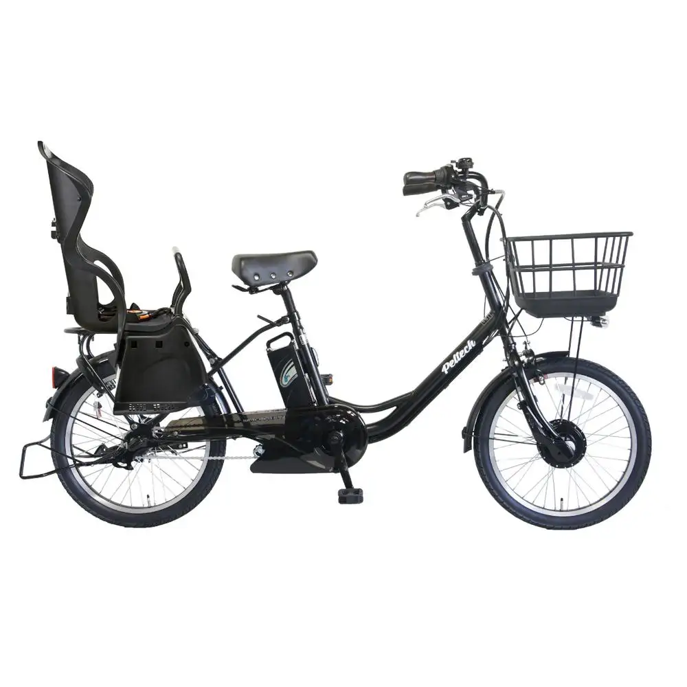 PELTECH ペルテック 100％完成 電動自転車 20型 マットブラック チャイルドシート付 子供 自転車