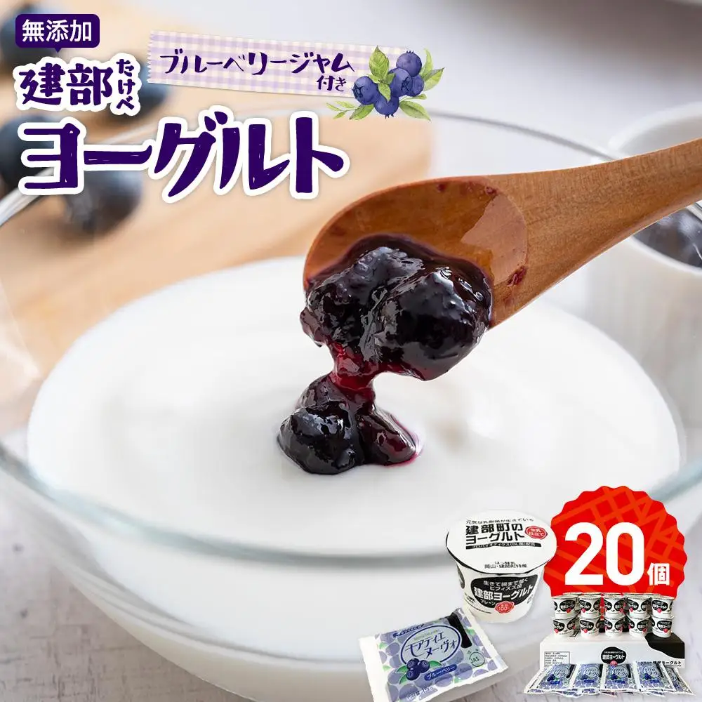 無添加　建部 ヨーグルト （ブルーベリージャム付き） 20個 | ヨーグルト