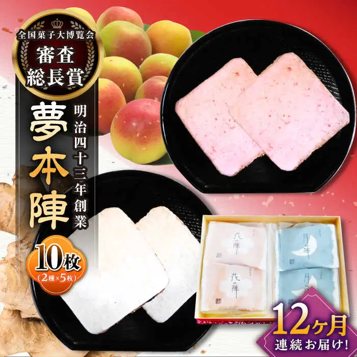 【12回定期便】夢本陣 10枚（2種×5枚） /恵比須堂 [UBQ012] 煎餅 せんべい