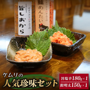 ケムリの人気珍味 2種セット 塩辛 180g 鮭明太 150g 各1個 計2個 烏賊 いか 鮭 さけ 明太子 つまみ おつまみ 晩酌 夕飯 酒 酒のあて ご飯 白米 米 岩手県 大船渡市