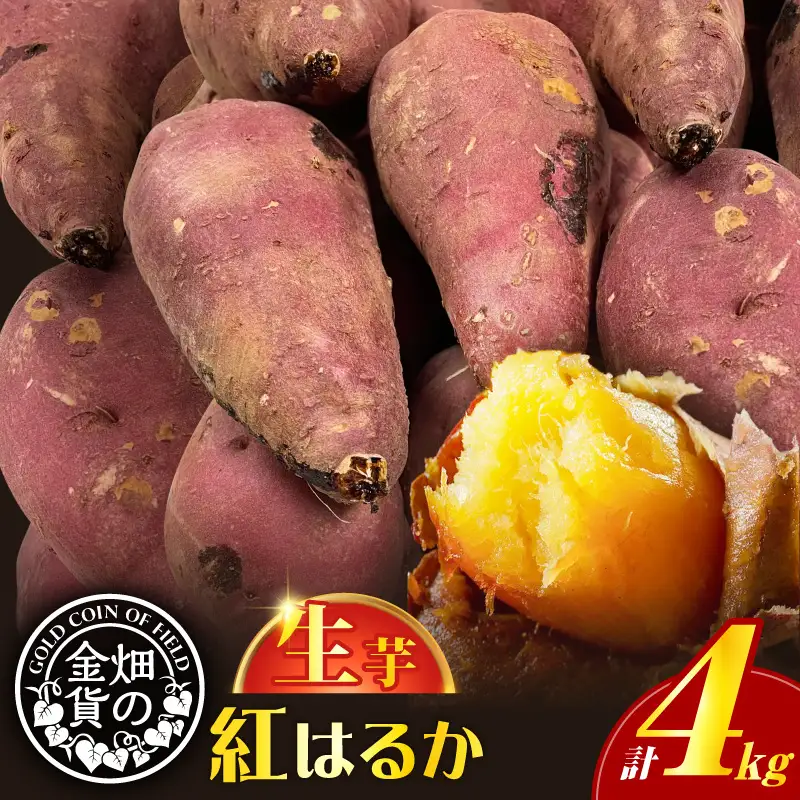 焼き芋 さつまいも 紅はるか 生芋 4kg 【畑の金貨】 K181-006