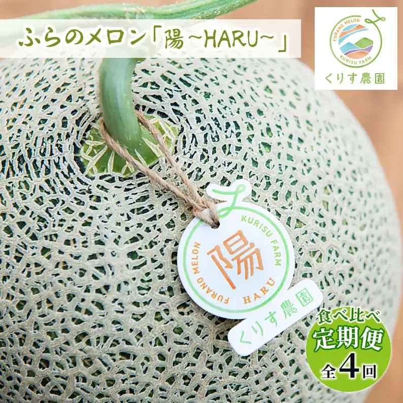 メロン 富良野産 陽 HARU 赤肉大玉 メロン【1玉 2.0kg以上】【4回定期便】くりす農園
