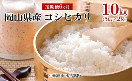 米 【 定期 便 6ヶ月 】 令和7年産 コシヒカリ 10kg （5kg×2袋） こめ コメ 白米 岡山県産 