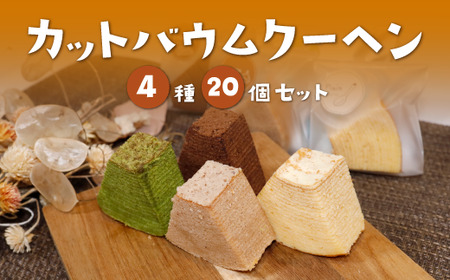 季節のカットバウムクーヘン20個セット（4種類入り） / バームクーヘン お菓子 ギフト 綾部市 / ワークショップサクラティエ［BSBO003］