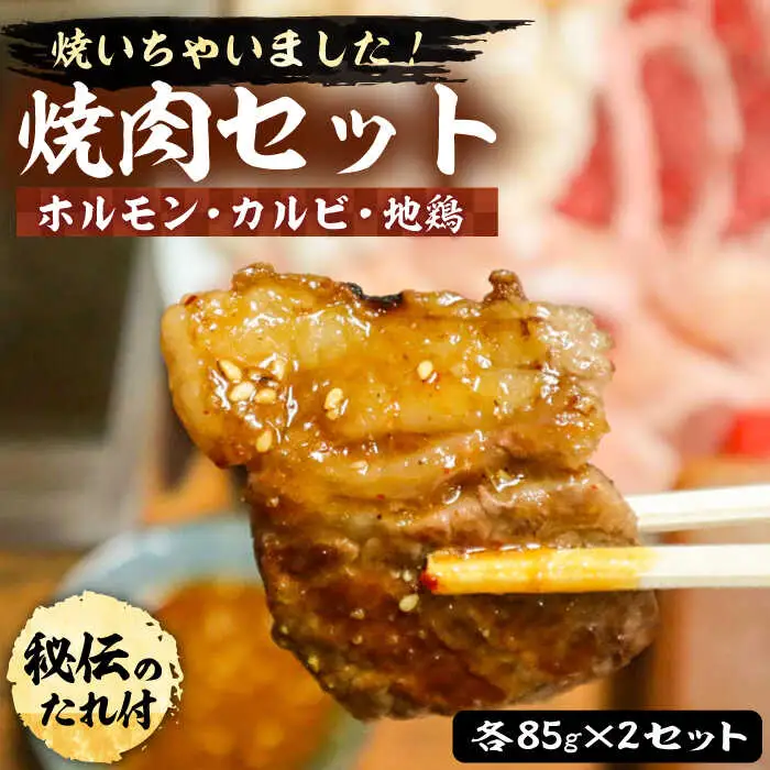 焼肉セット ( ホルモン・カルビ・地鶏 ) 各85g×2 [VAH028] 焼肉セット 国産
