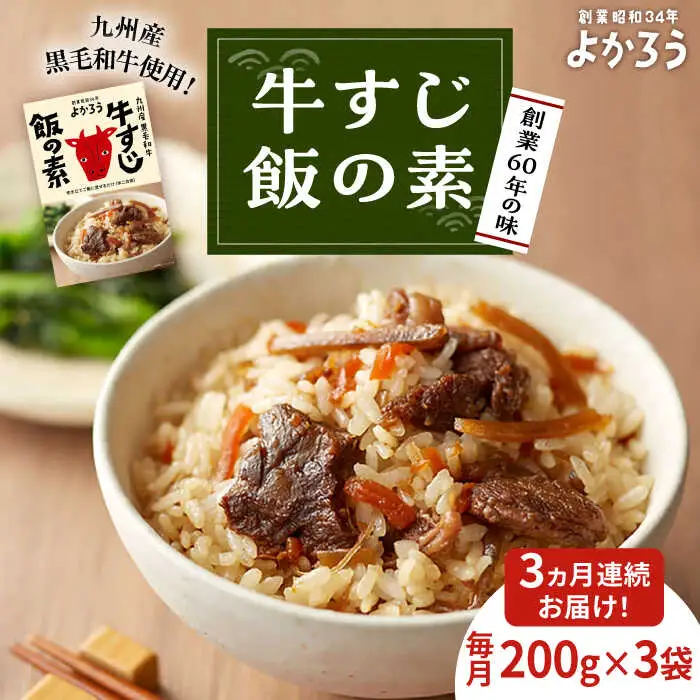 【全3回定期便】牛すじ飯の素 セット 200g×3袋 [VBA026]ご飯の素 牛すじ飯
