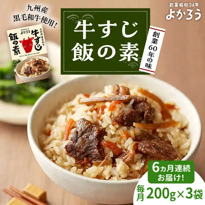 【全6回定期便】牛すじ飯の素 セット 200g×3袋 [VBA027]ご飯の素 牛すじ飯