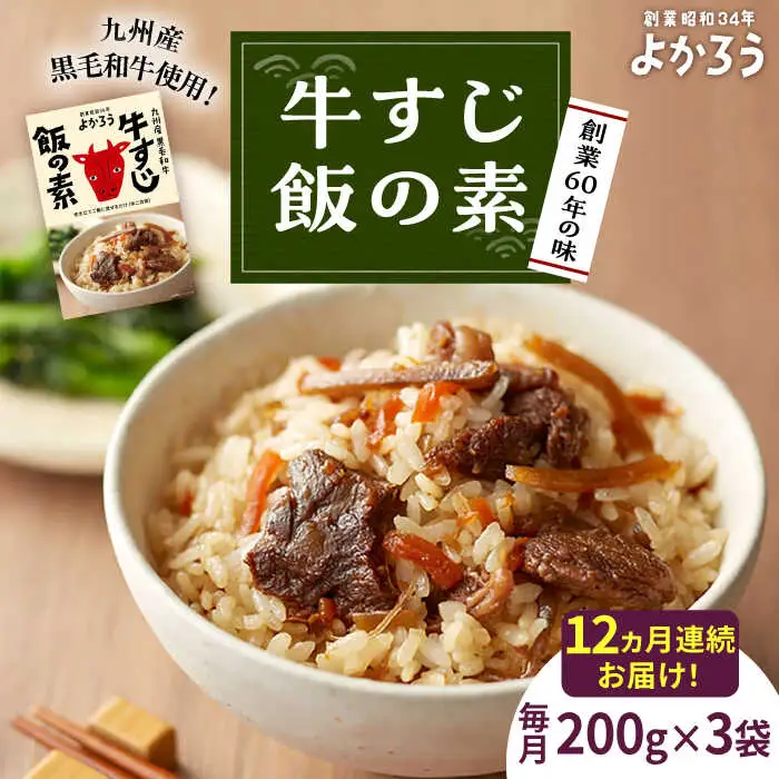 【全12回定期便】牛すじ飯の素 セット 200g×3袋 [VBA028]ご飯の素 牛すじ飯