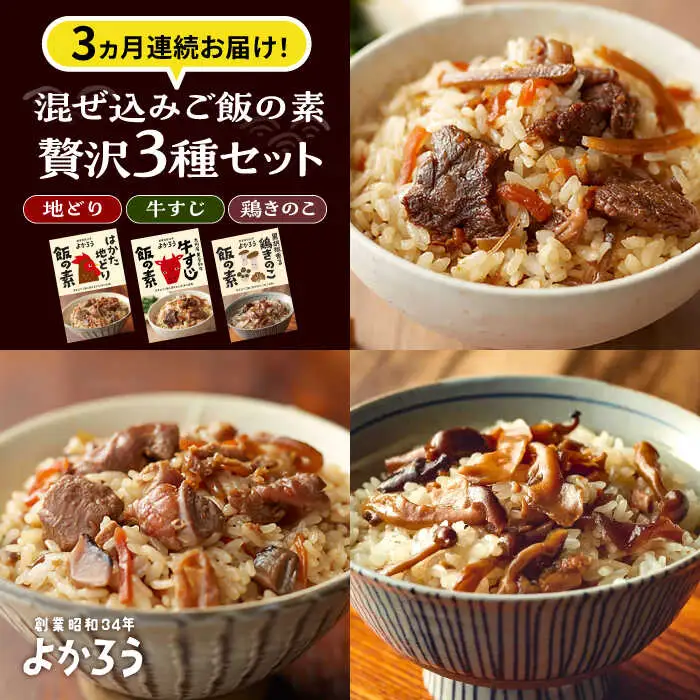 【全3回定期便】よかろう 混ぜ込みご飯の素 贅沢3種 食べ比べ セット 詰め合わせ [VBA044] ご飯の素 炊き込みご飯の素