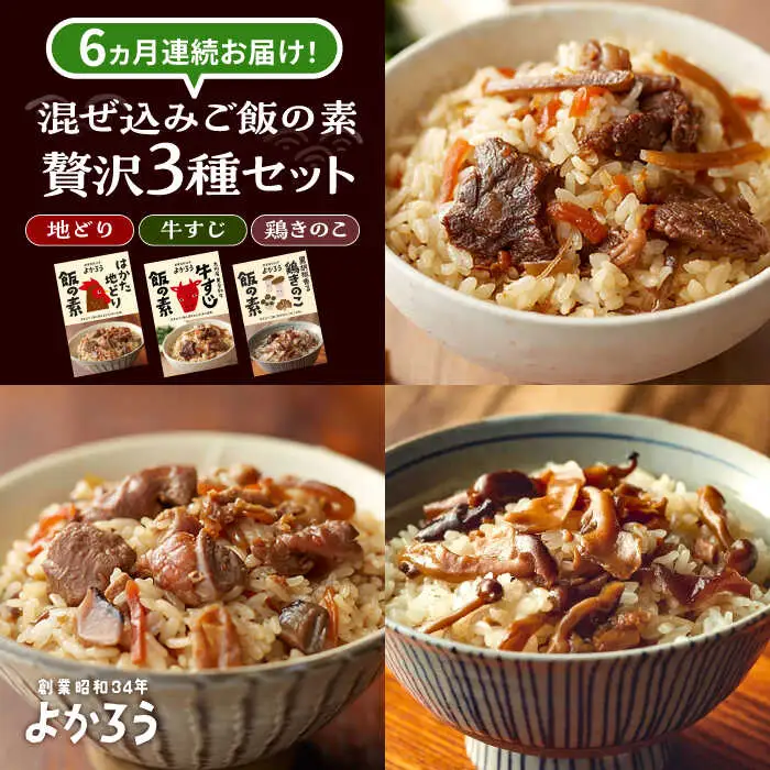 【全6回定期便】よかろう 混ぜ込みご飯の素 贅沢3種 食べ比べ セット 詰め合わせ [VBA045] ご飯の素 炊き込みご飯の素