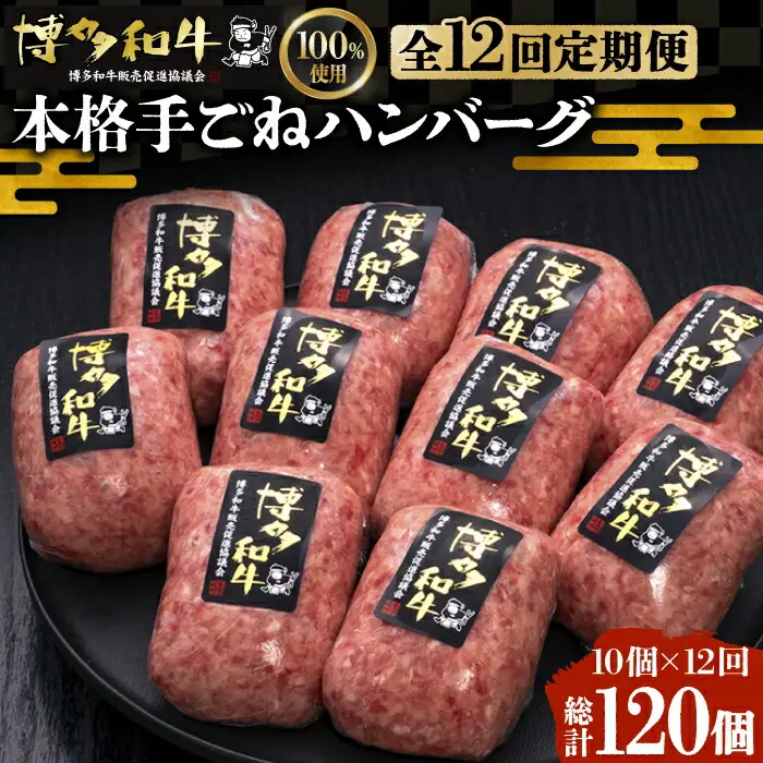 【全12回定期便】手ごねハンバーグ 10個[VBK048] 牛肉ハンバーグ 定期便