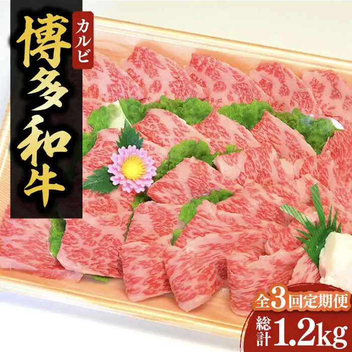 【全3回定期便】【化粧箱入】博多和牛A5〜A4 カルビ400g 焼肉 たれ付[VCL108]