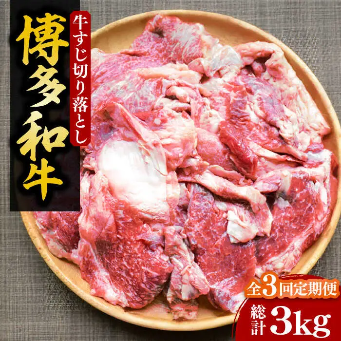 【全3回定期便】【化粧箱入】博多和牛 牛すじ切落し 1kg[VCL114]