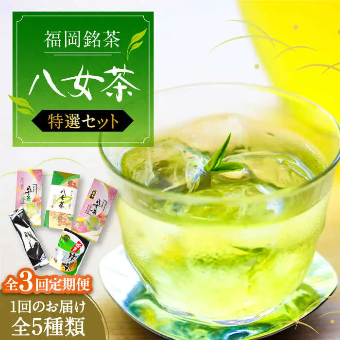 【全3回定期便】福岡銘茶八女茶 特選セット5種 合計550g 老舗製茶店 [VCL123]