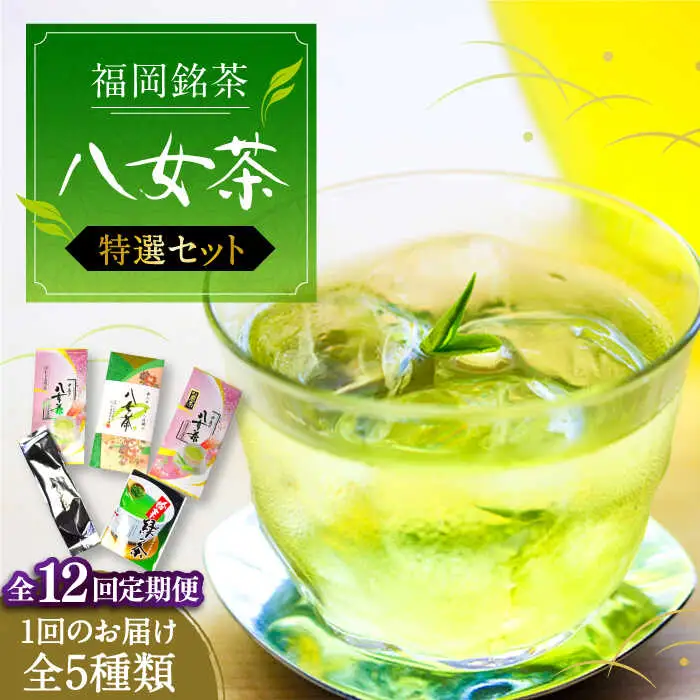 【全12回定期便】福岡銘茶八女茶 特選セット5種 合計550g 老舗製茶店 [VCL125]